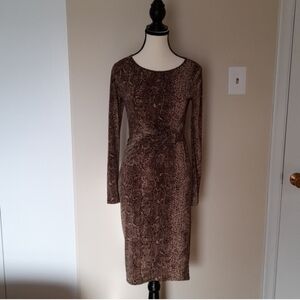 Anne Klein Brown Long Sleeve Dress